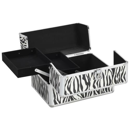 Makeupkuffert 22 x 30 x 21 cm zebrastriber aluminium