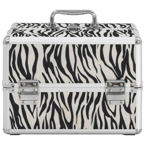 Makeupkuffert 22 x 30 x 21 cm zebrastriber aluminium