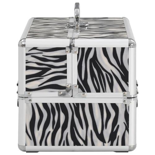 Makeupkuffert 22 x 30 x 21 cm zebrastriber aluminium