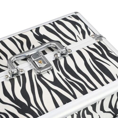 Makeupkuffert 22 x 30 x 21 cm zebrastriber aluminium