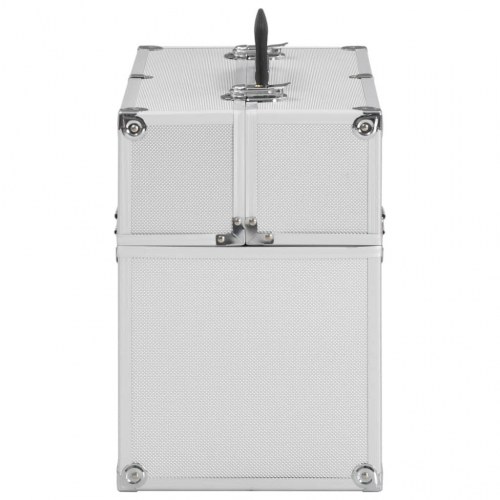Makeupkuffert i aluminium - 38 × 23 × 34 cm, sølv