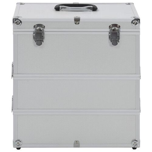 Makeupkuffert 37 x 24 x 40 cm sølvfarvet aluminium