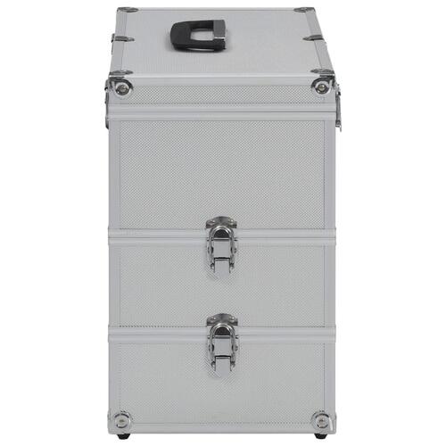 Makeupkuffert 37 x 24 x 40 cm sølvfarvet aluminium