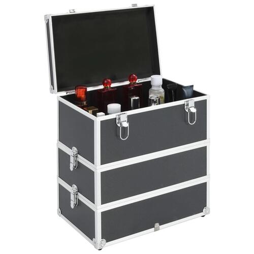 Makeupkuffert 37 x 24 x 40 cm sort aluminium