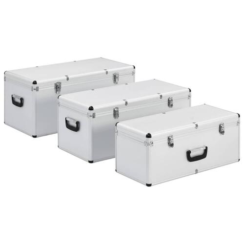 Opbevaringskufferter 3 stk. aluminium sølvfarvet
