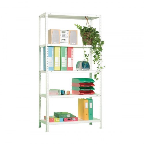 Simon Rack Comfort 5/400 reol - metal, 5 hylder, hvid (180 × 90 × 40 cm)