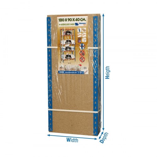 Simon Rack Maderclick reol 5 hylder - 180 × 90 × 40 cm, metal/spånplade, 750 kg
