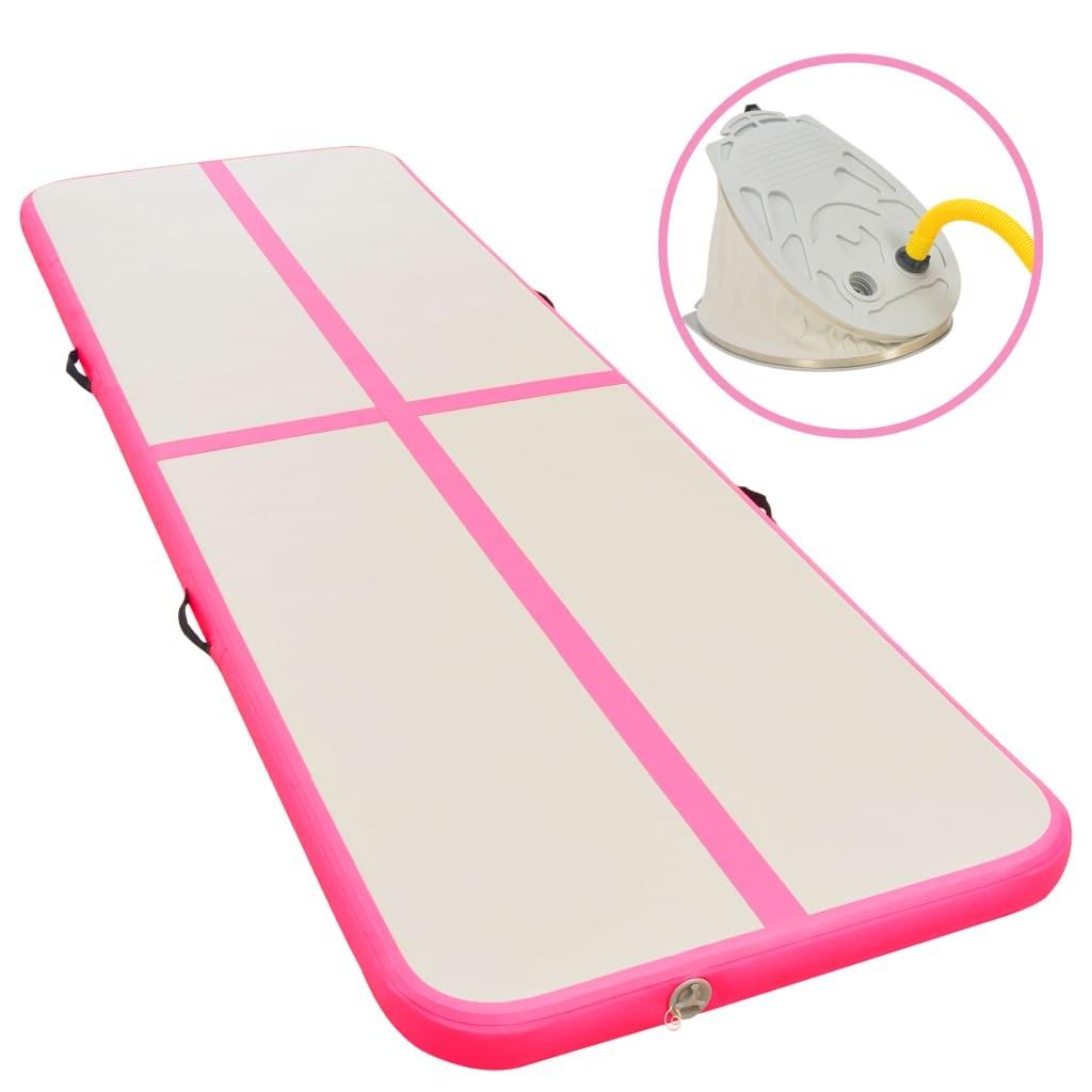 Oppustelig gymnastikmåtte med pumpe 300 x 100 x 10 cm PVC Pink