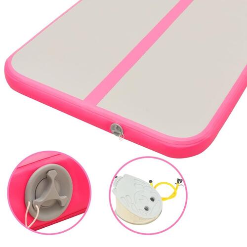 Oppustelig gymnastikmåtte med pumpe 300 x 100 x 10 cm PVC Pink