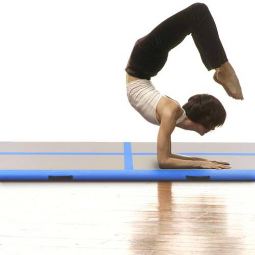 Oppustelig gymnastikmåtte med pumpe 300 x 100 x 10 cm PVC blå