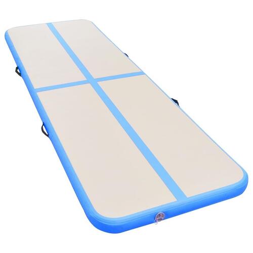 Oppustelig gymnastikmåtte med pumpe 300 x 100 x 10 cm PVC blå
