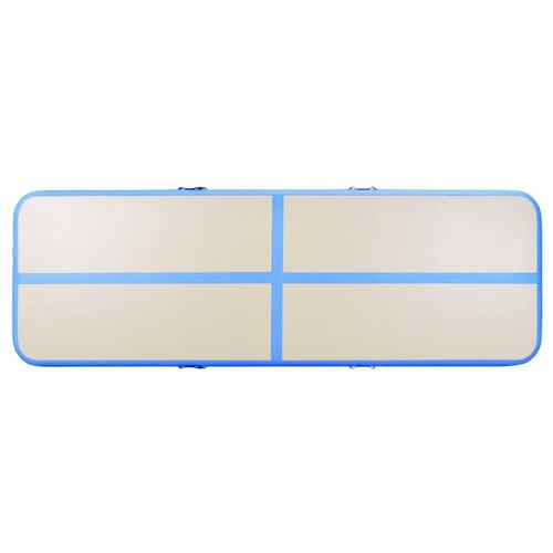 Oppustelig gymnastikmåtte med pumpe 300 x 100 x 10 cm PVC blå