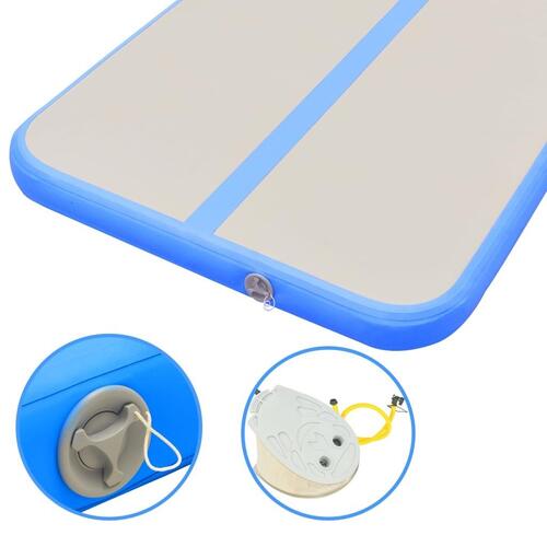 Oppustelig gymnastikmåtte med pumpe 300 x 100 x 10 cm PVC blå
