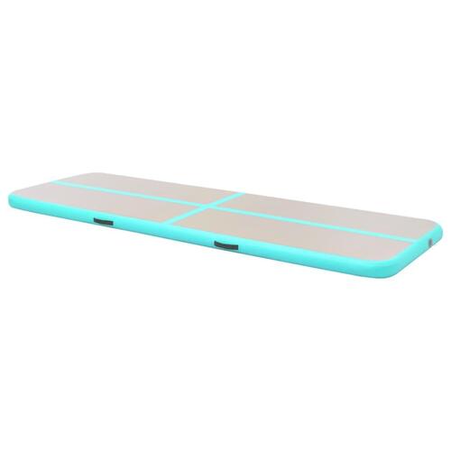 Oppustelig gymnastikmåtte med pumpe 300 x 100 x 10 cm PVC grøn