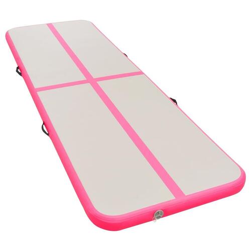 Oppustelig gymnastikmåtte med pumpe 400 x 100 x 10 cm PVC pink