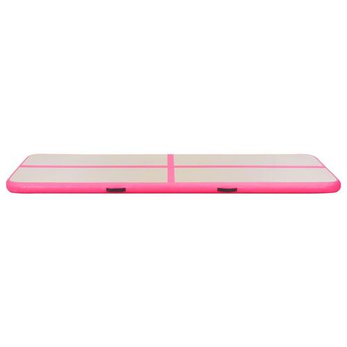 Oppustelig gymnastikmåtte med pumpe 400 x 100 x 10 cm PVC pink