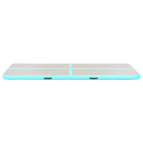Oppustelig gymnastikmåtte med pumpe 400 x 100 x 10 cm PVC grøn