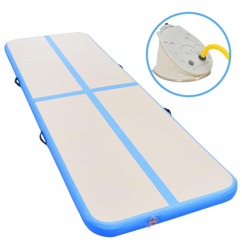 Oppustelig gymnastikmåtte med pumpe 500 x 100 x 10 cm PVC blå