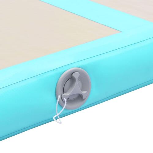 Oppustelig gymnastikmåtte med pumpe 500 x 100 x 10 cm PVC grøn