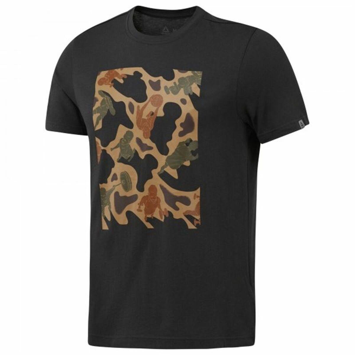 Kortærmet T-shirt til Mænd Reebok Sportswear Training Camouflage Sort L