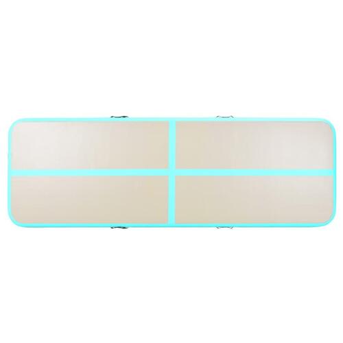 Oppustelig gymnastikmåtte med pumpe 800 x 100 x 10 cm PVC grøn