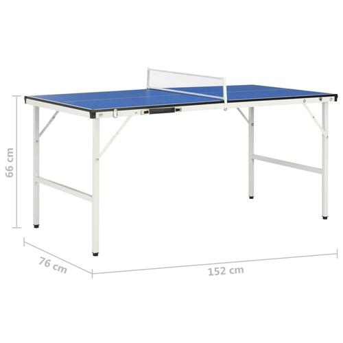 Bordtennisbord med net 152 x 76 x 66 cm blå