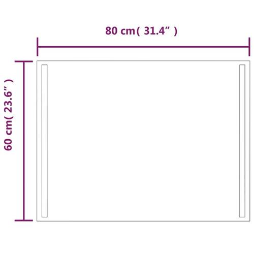 Badeværelsesspejl med LED-lys 80x60 cm