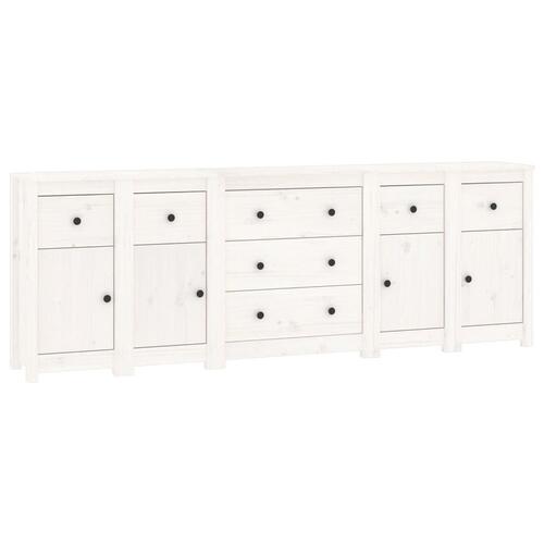 Skænk 230x35x80 cm massivt fyrretræ hvid