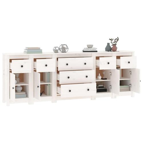Skænk 230x35x80 cm massivt fyrretræ hvid