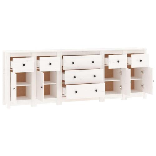 Skænk 230x35x80 cm massivt fyrretræ hvid