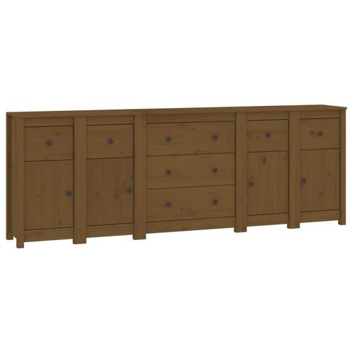Skænk 230x35x80 cm massivt fyrretræ gyldenbrun