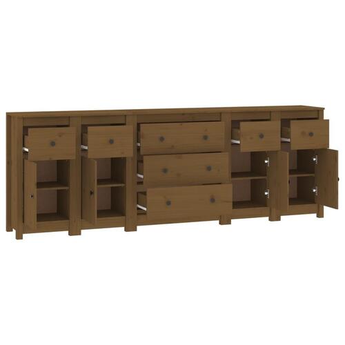 Skænk 230x35x80 cm massivt fyrretræ gyldenbrun