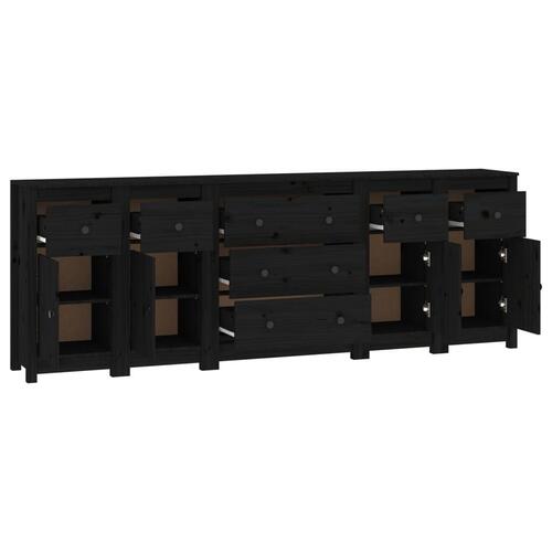 Skænk 230x35x80 cm massivt fyrretræ sort