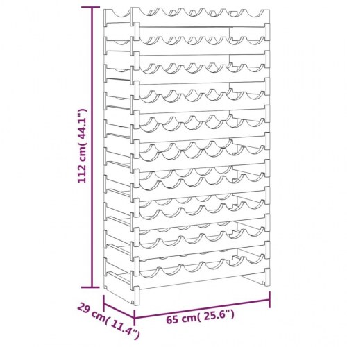 Vinreol 65x29x112 cm massivt fyrretræ