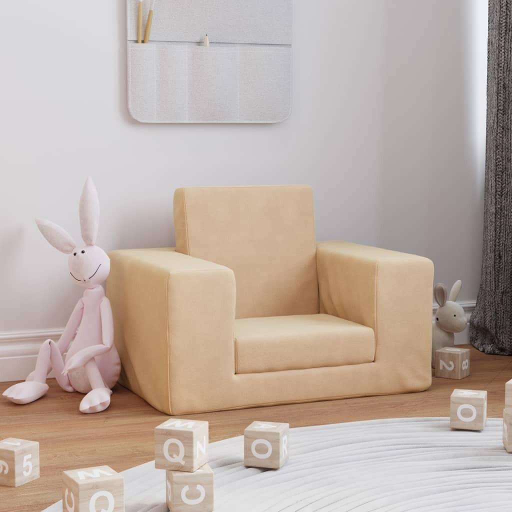 Sofaseng til børn blødt plys cremefarvet