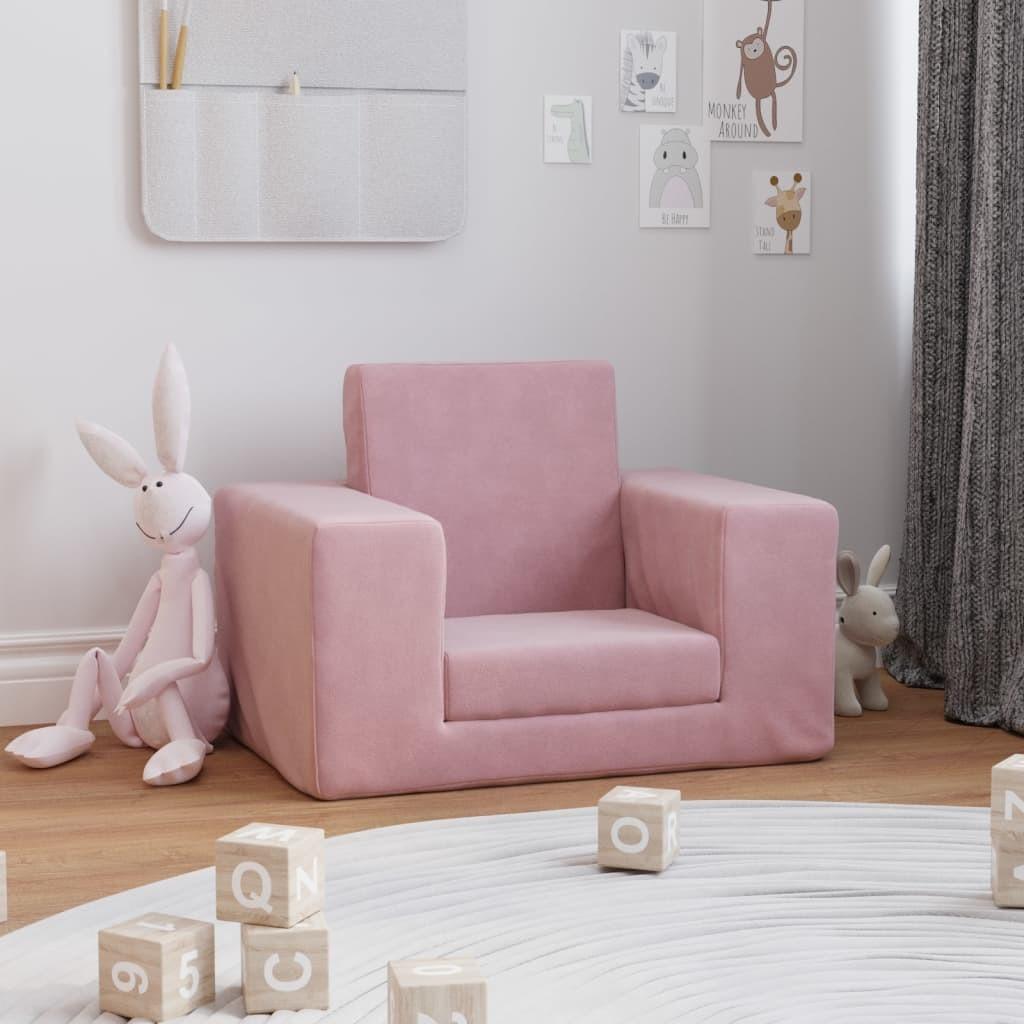 Sofaseng til børn blødt plys lyserød