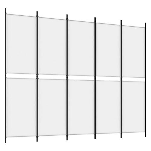 5-panels rumdeler 250x200 cm stof hvid