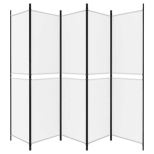 5-panels rumdeler 250x200 cm stof hvid