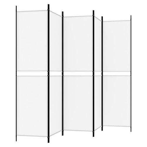 5-panels rumdeler 250x200 cm stof hvid