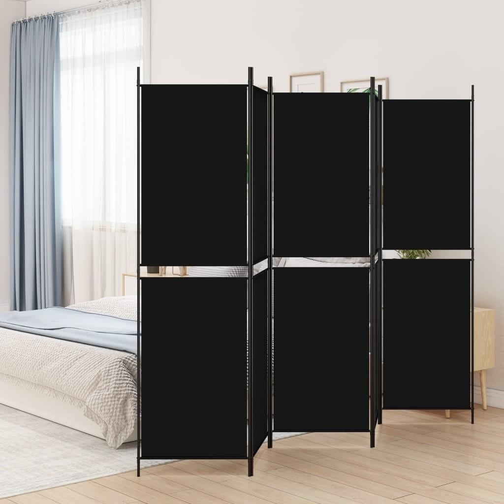 5-panels rumdeler 250x200 cm stof sort