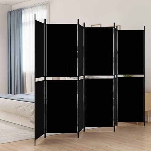 6-panels rumdeler 300x200 cm stof sort