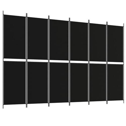 6-panels rumdeler 300x200 cm stof sort
