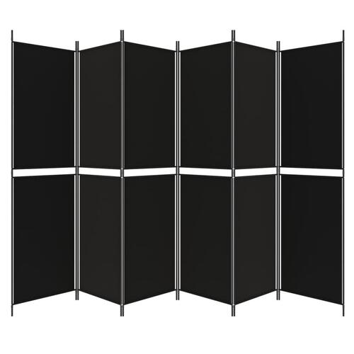6-panels rumdeler 300x200 cm stof sort