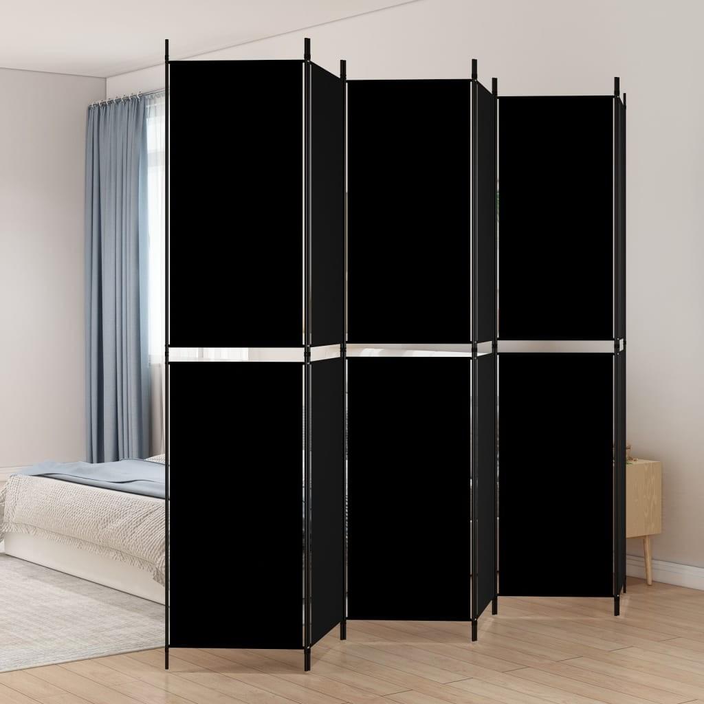 6-panels rumdeler 300x220 cm stof sort