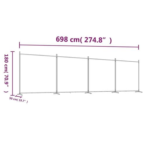 4-panels rumdeler 698x180 cm stof brun