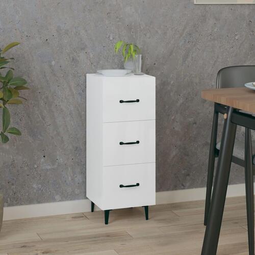 Skænk 34,5x34x90 cm konstrueret træ hvid højglans