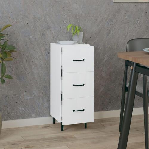 Skænk 34,5x34x90 cm konstrueret træ hvid højglans