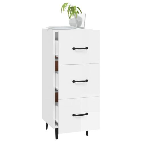 Skænk 34,5x34x90 cm konstrueret træ hvid højglans