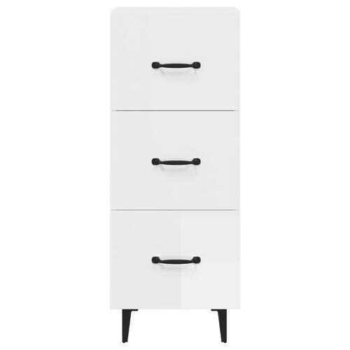 Skænk 34,5x34x90 cm konstrueret træ hvid højglans