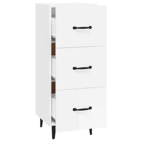 Skænk 34,5x34x90 cm konstrueret træ hvid højglans